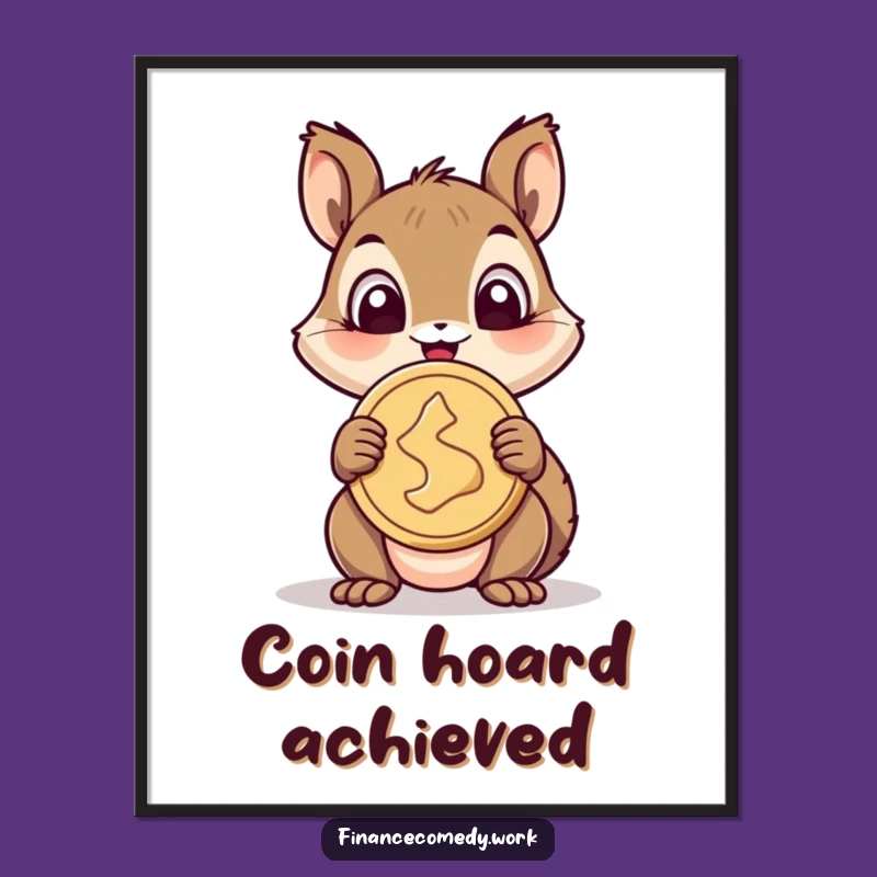 Funny Squirrel Poster: Vibrant Wall Art Celebrating Funny Wealth and Delight