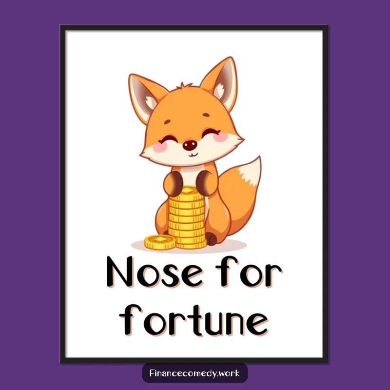 Funny Fox Coin Poster: Playful Wall Art for Funny Talents