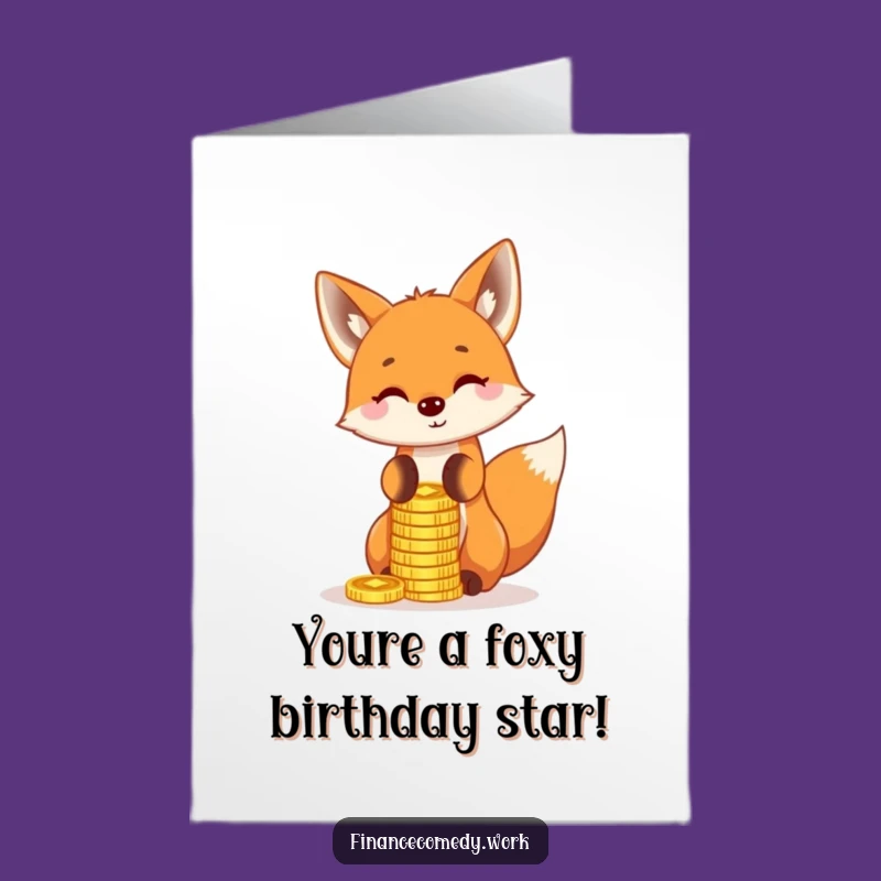 Free Printable Birthday Card: Fox's Balancing Act Funny Downloadable Gift