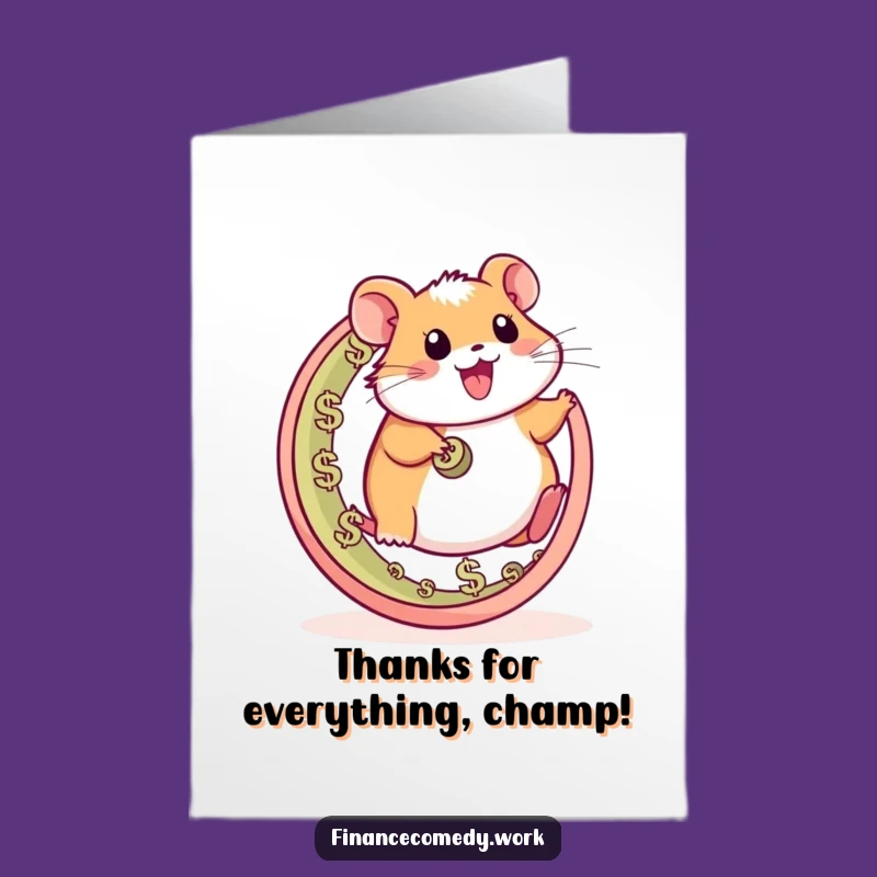Free Printable Thank You Card: Hamster's Grateful Spin Funny Downloadable